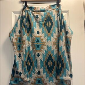 Wrangler Aztec Patterned Top in Teal and Tan Women’s Medium
